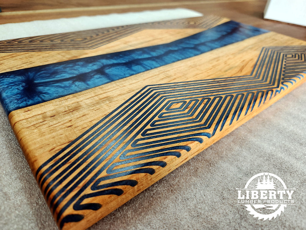 Blue Epoxy Inlay Charcuterie Board