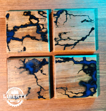 Blue Fractal Coaster Set of 4