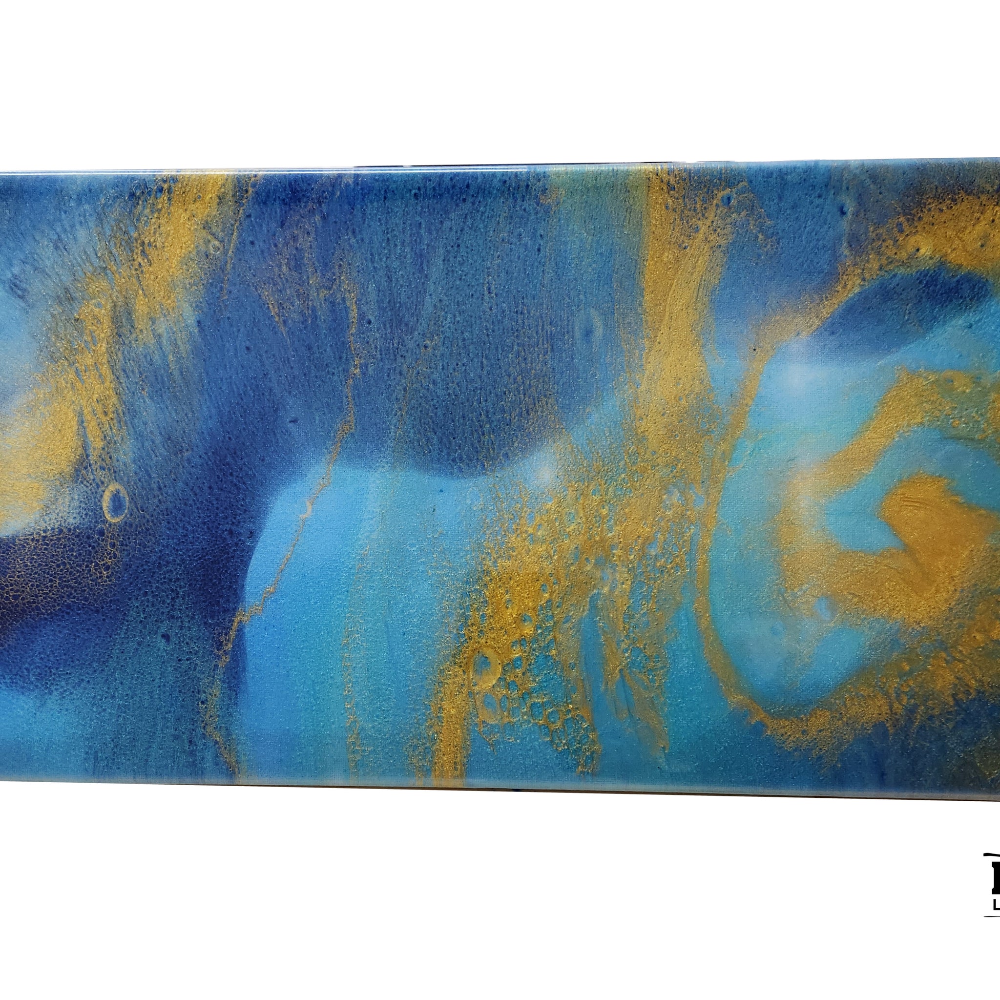 Blue & Gold Epoxy Canvas Art