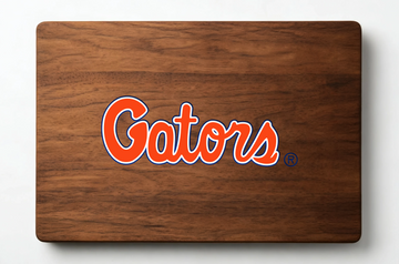 Officially Licensed University of Florida Double-Sided Walnut Board - Gators Epoxy Logo & Lasered Logo Side