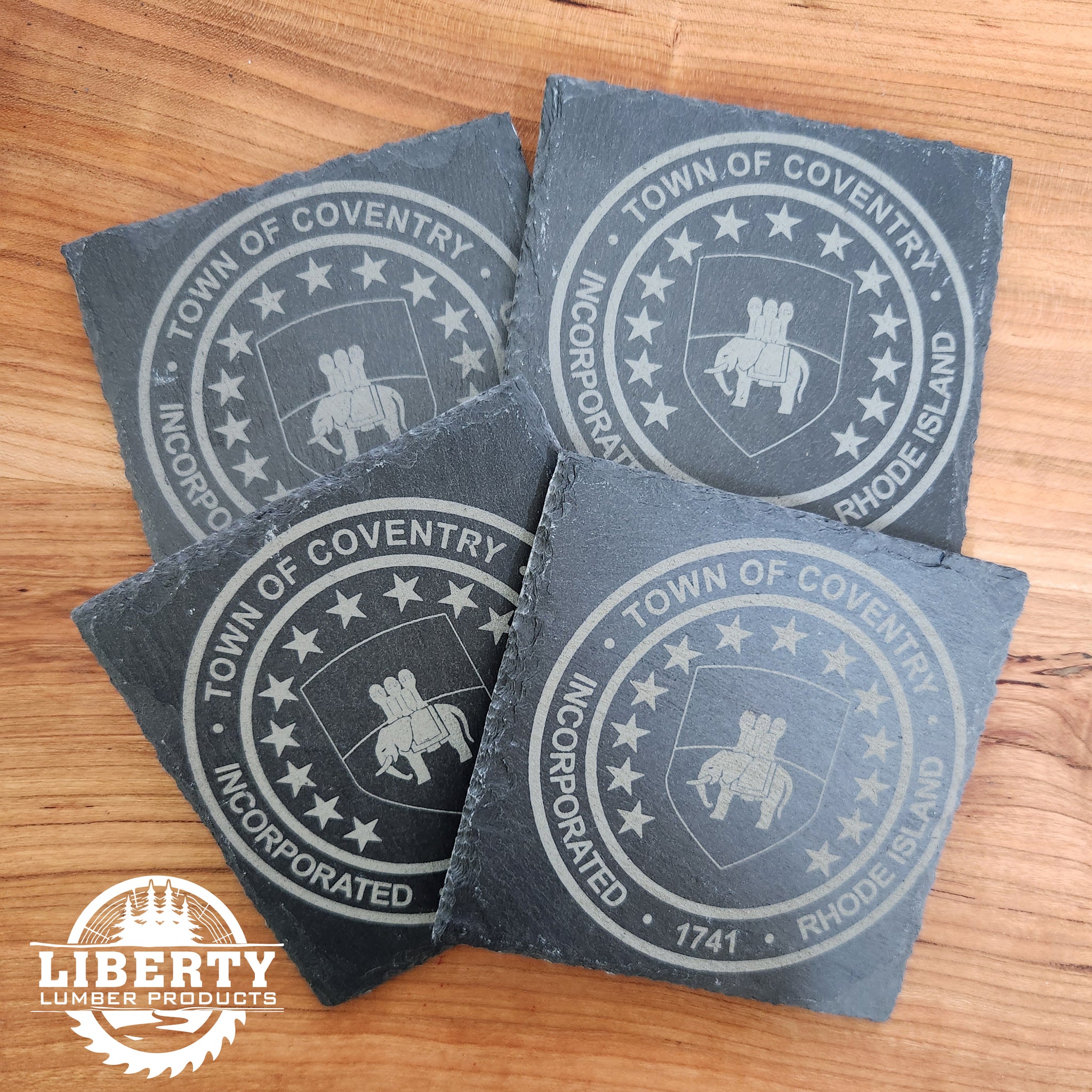 Coventry, RI Laser Engrave Slate Coasters Set of 4