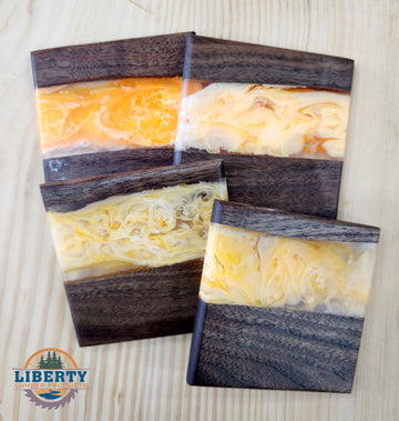 "Orange Dream" Epoxy Coaster Set of 4