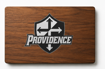 Officially Licensed Providence College University Double-Sided Walnut Board - Providence Shield Epoxy Logo & Friar Laser Side