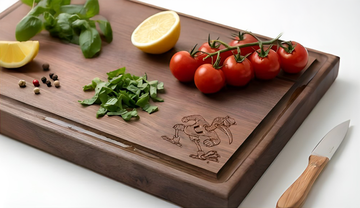 Officially Licensed University of Miami Walnut Cutting Board – Laser Engraved Sebastian the Ibis with Juice Groove