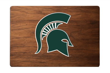 Officially Licensed Michigan State University Double-Sided Walnut Board – Laser Engraved Spartans Side & Epoxy Logo